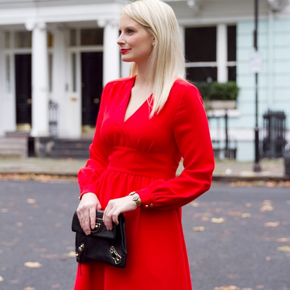 Kate Spade BNWOT Tie Waist Cocktail and Holiday dress. Lollipop Red color - Picture 2 of 12
